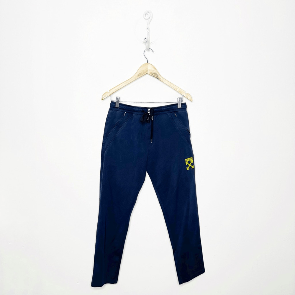 2013 Off-White Virgil Abloh logo jogger sweatpants navy blue Kids XL Womens S